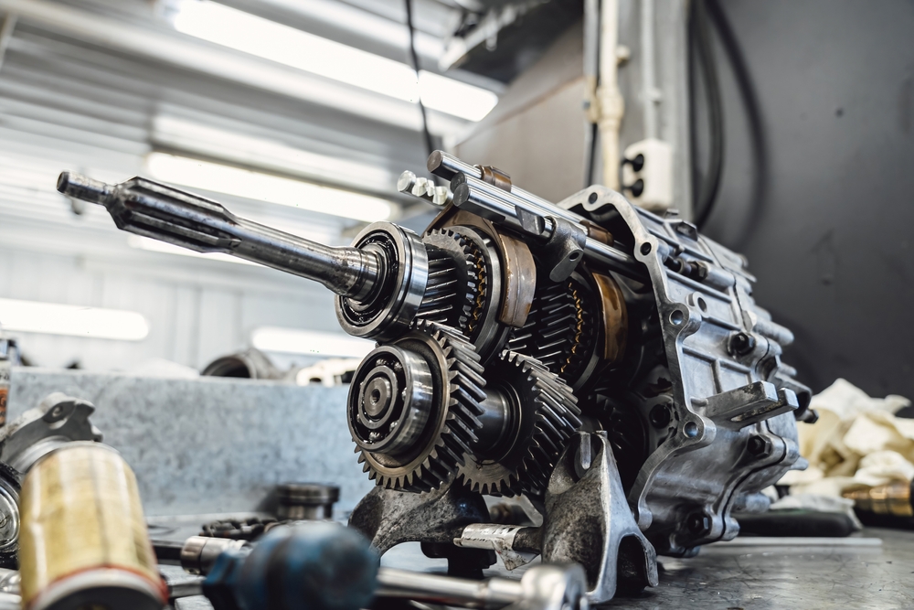 Closeup,Of,Transmission,Details:,Gears,,Shafts,,And,Bearings,On,A